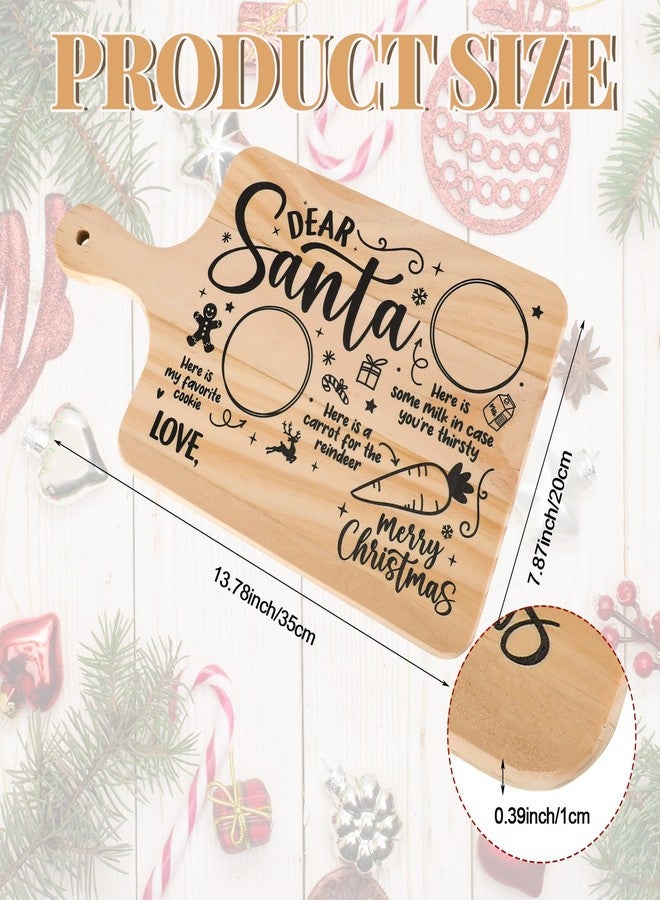 Sliner Christmas Santa Cookie Plate Wooden Milk and Cookie Snack Tray for Kids Christmas Eve Treats Serving Board Platter for Reindeer Wooden Tray Plate for Traditions Decoration Supplies - Image 2