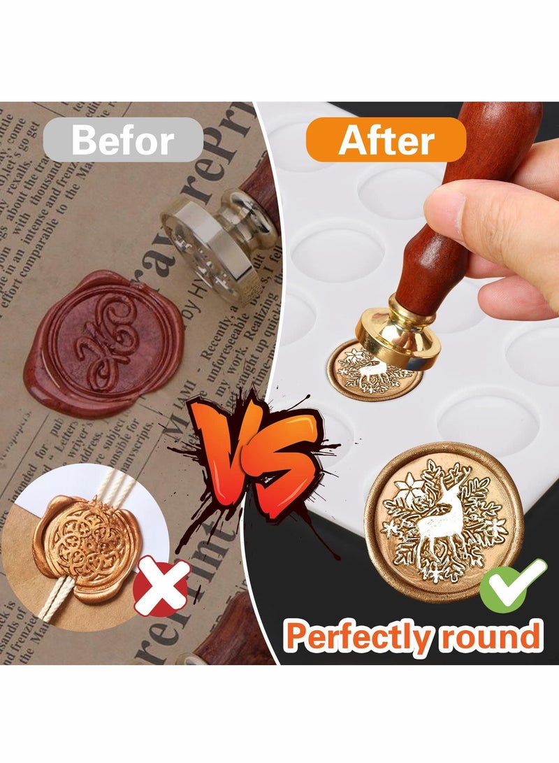 Excefore Wax Sealing Silicone Mat Pad for Wax Seal Stamp, TERRIFI 24-Cavity Wax Sealing Mat with Removable Sticky Dots for DIY Craft Adhesive Waxing Sealing Stamp - Image 2