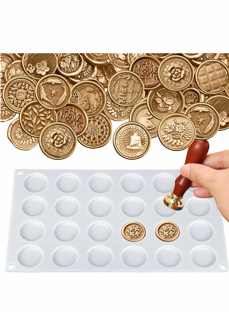Excefore Wax Sealing Silicone Mat Pad for Wax Seal Stamp, TERRIFI 24-Cavity Wax Sealing Mat with Removable Sticky Dots for DIY Craft Adhesive Waxing Sealing Stamp - Image 1