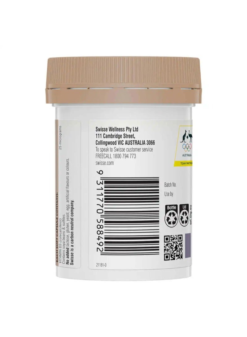 Swisse Ultiboost Vitamin D 1000 IU 60 Capsules - Image 2