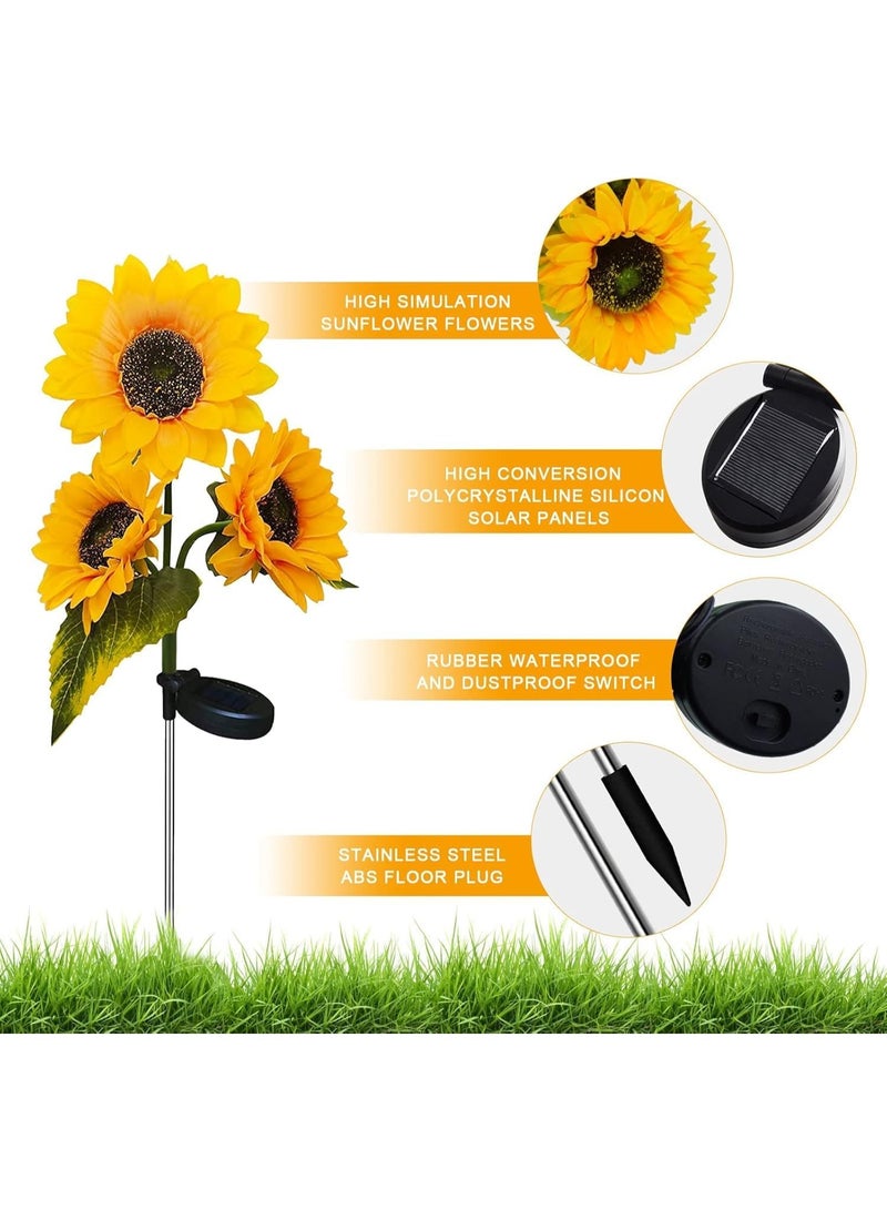 Dekorly Solar SunFlower Lights Outdoor, 2 Pack Waterproof Solar Garden Lights IP65, Auto On/Off, Decorative Solar Powered Flowers for Yard, Pathway, Lawn, Patio - Image 3