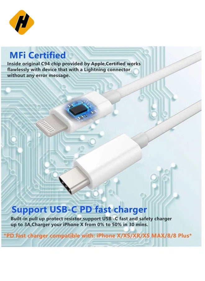 HuHa - USB C to Lightning Cable 6.6ft [Apple MFi Certified] PD Fast Charging and Hi-speed Syncing Cord Compatible with iPhone X/XS/XR/XS MAX/8/8 Plus, iPad Pro 2017 - Image 1