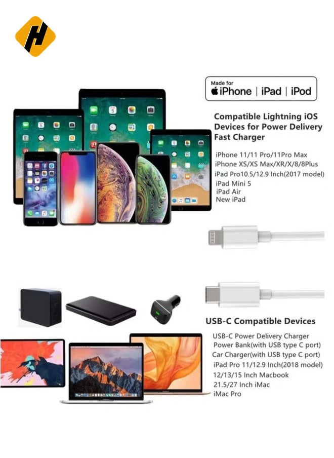 HuHa - USB C to Lightning Cable 6.6ft [Apple MFi Certified] PD Fast Charging and Hi-speed Syncing Cord Compatible with iPhone X/XS/XR/XS MAX/8/8 Plus, iPad Pro 2017 - Image 1