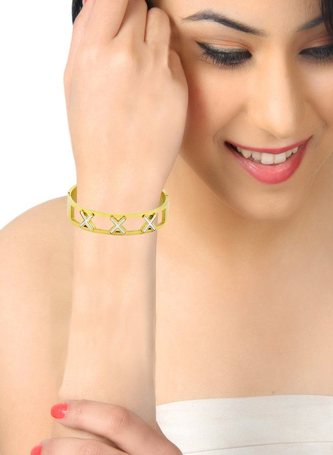 ZIVOM® Cross 18K Gold Stainless Steel Bangle Cuff Kada Bracelet For Women - Image 4