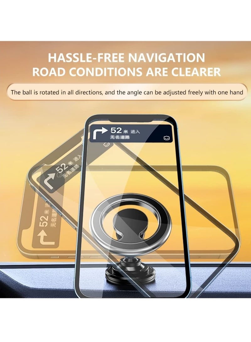 Barakah حامل سيارة متوافق مع MagSafe لهاتف iPhone، دوران 360 درجة على لوحة القيادة، حامل هاتف محمول لهاتف MagSafe iPhone 14/13/12/جميع الهواتف الذكية (أسود) - Image 3