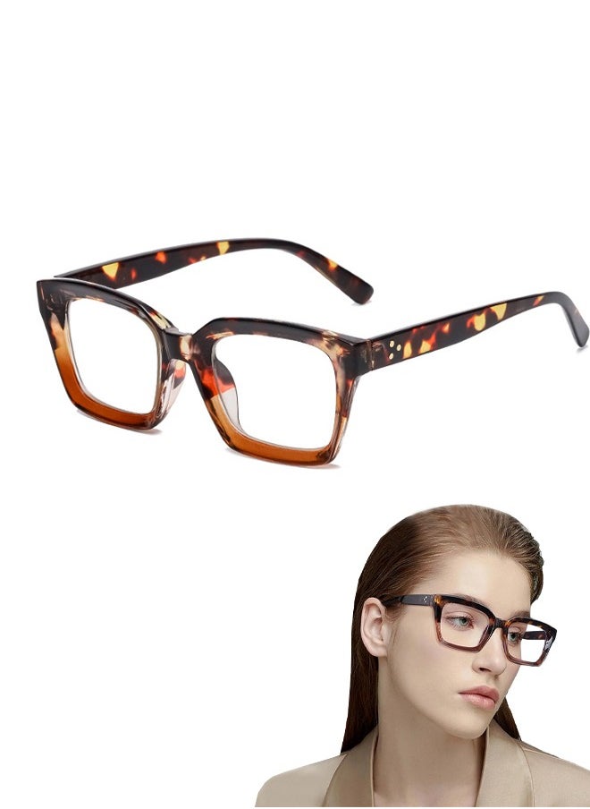 Generic - Glasses for Women Men Fashion Classic Square Eyewear Thick Glasses Frame Classic Non-prescription Clear Lens Eyeglasses for Women Men Full Frame Retro Vacation Simple Frame Glasses for Travel Holiday - Image 1
