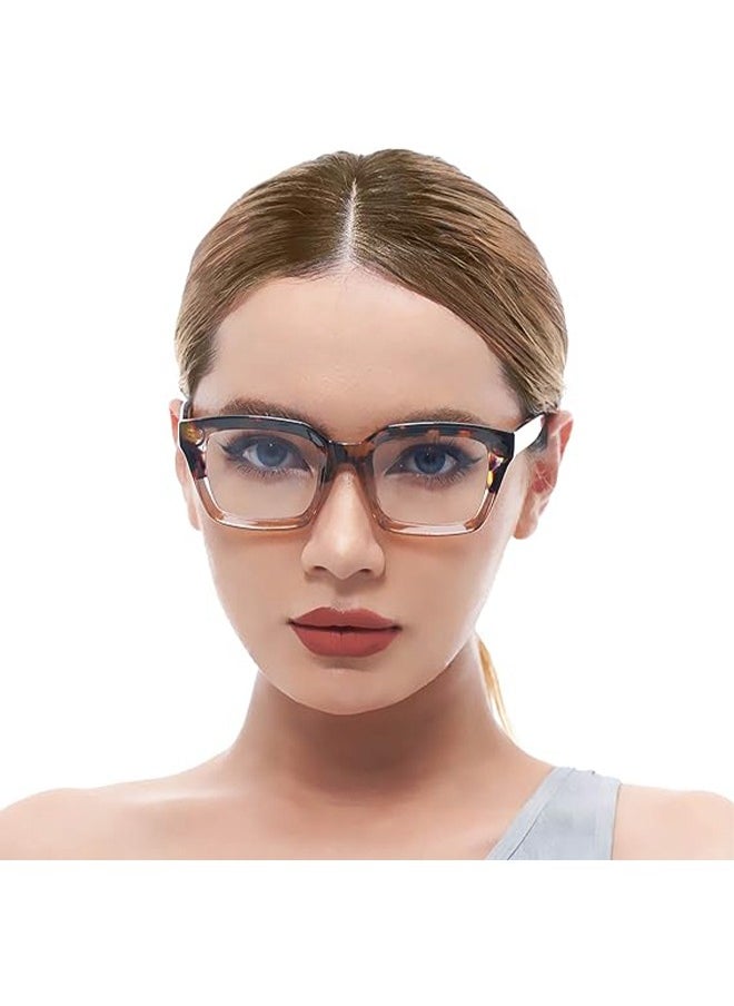 Generic - Glasses for Women Men Fashion Classic Square Eyewear Thick Glasses Frame Classic Non-prescription Clear Lens Eyeglasses for Women Men Full Frame Retro Vacation Simple Frame Glasses for Travel Holiday - Image 1