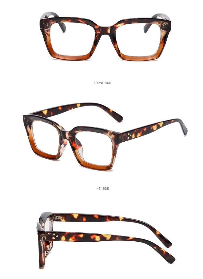 Generic - Glasses for Women Men Fashion Classic Square Eyewear Thick Glasses Frame Classic Non-prescription Clear Lens Eyeglasses for Women Men Full Frame Retro Vacation Simple Frame Glasses for Travel Holiday - Image 1