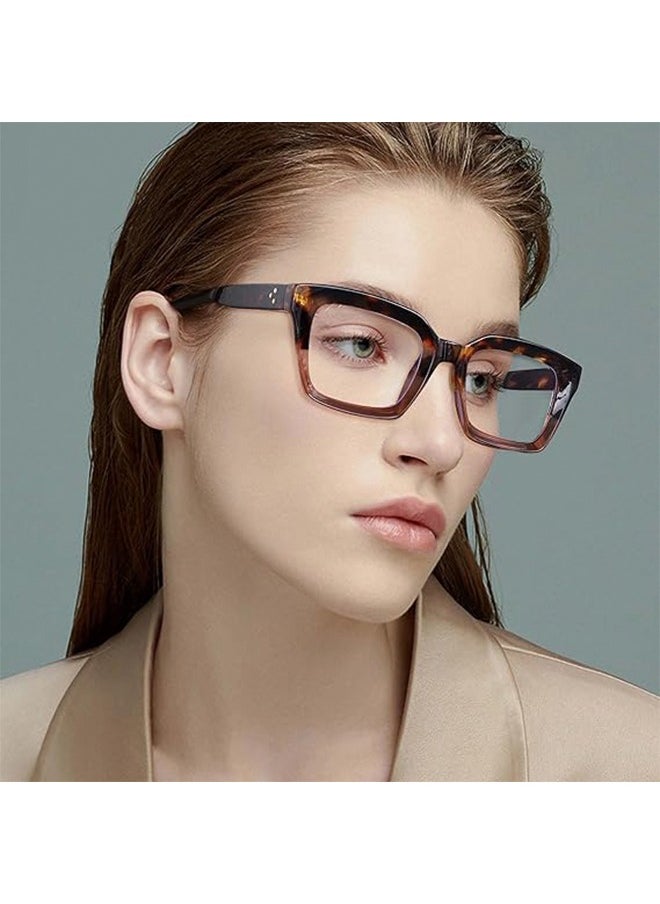 Generic - Glasses for Women Men Fashion Classic Square Eyewear Thick Glasses Frame Classic Non-prescription Clear Lens Eyeglasses for Women Men Full Frame Retro Vacation Simple Frame Glasses for Travel Holiday - Image 1
