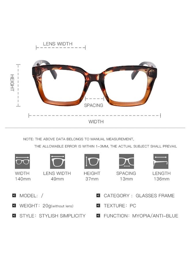 Generic - Glasses for Women Men Fashion Classic Square Eyewear Thick Glasses Frame Classic Non-prescription Clear Lens Eyeglasses for Women Men Full Frame Retro Vacation Simple Frame Glasses for Travel Holiday - Image 1