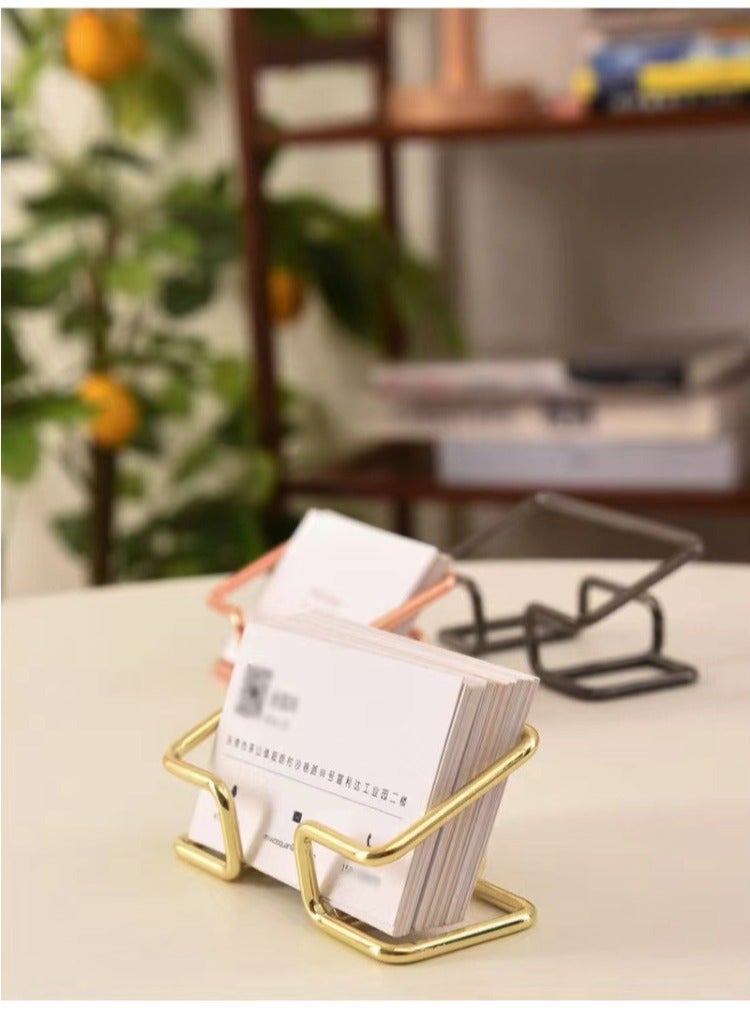 Business Card Holder for Desk, Cute Metal Card Organizers and Office Desk Accessories for Men and Women (Golden) - Image 2