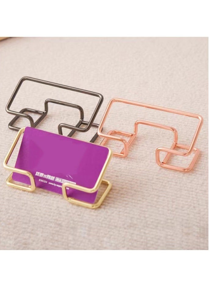 Business Card Holder for Desk, Cute Metal Card Organizers and Office Desk Accessories for Men and Women (Golden) - Image 4