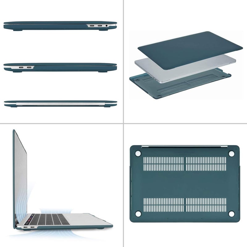 موسيسو حافظة MOSISO متوافقة مع MacBook Pro 13 بوصة M2 2024، 2023، 2022-2016 A2338 M1 A2251 A2289 A2159 A1989 A1708 A1706 مع/بدون شريط اللمس، غطاء بلاستيكي صلب، أخضر داكن - Image 4
