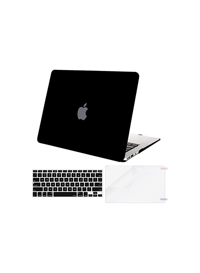 PROMASS Compatible with MacBook Air 13 inch Case (Models: A1369 & A1466, Older Version 2010-2017 Release), Protective Plastic Hard Shell Case & Keyboard Cover & Screen Protector, Black - Image 1