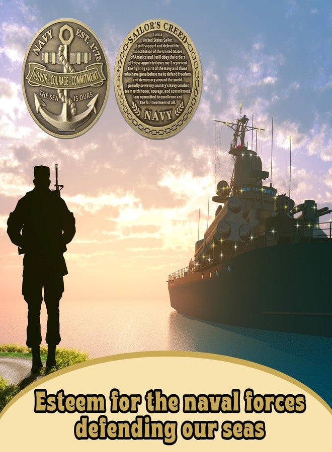 Landical 12 Pcs Us Navy Challenge Coins 1.77 Inch Military Navy Core Values Souvenirs Veterans Gifts for Military Soldiers Veterans Gifts - Image 5