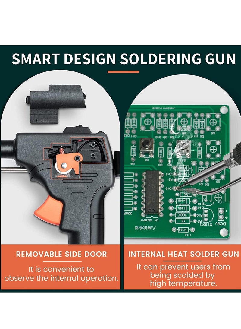 Soldering Iron Kit, Automatic Hand-held Soldering Welding Tool with 5pcs Soldering Tips, Desoldering Pump, Tweezers, Soldering Wires, Mini Bracket for Circuit Boards, Home DIY, Electronics Repair - Image 5