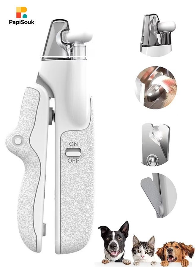PapiSouk Pet Nail Clippers,Adjustable LED, splash-proof, built-in nail file | Suitable for cats and dogs of all sizes, safe grooming. - Image 1
