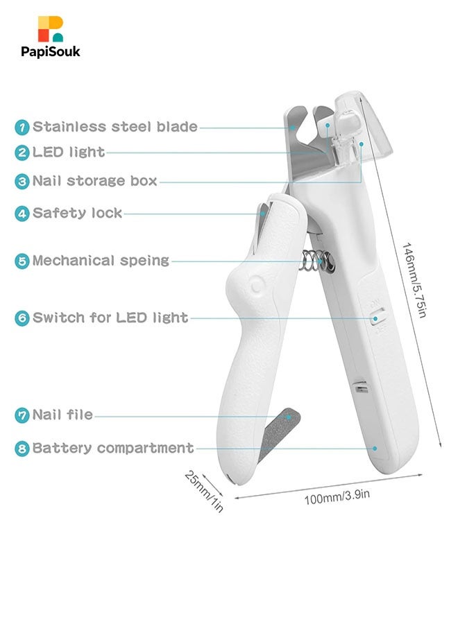 PapiSouk Pet Nail Clippers,Adjustable LED, splash-proof, built-in nail file | Suitable for cats and dogs of all sizes, safe grooming. - Image 4