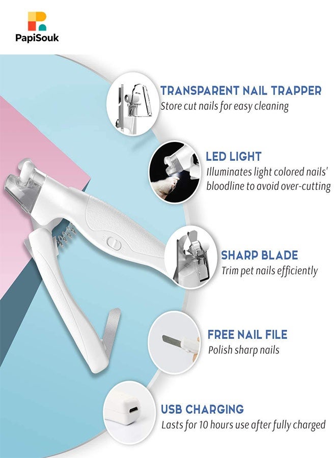 PapiSouk Pet Nail Clippers,Adjustable LED, splash-proof, built-in nail file | Suitable for cats and dogs of all sizes, safe grooming. - Image 5