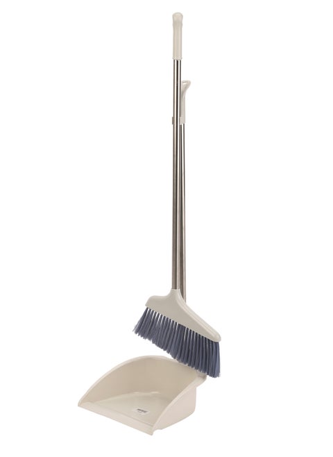Delcasa Dustpan and Broom with a Long Handle-DC3119| Large and Wide Brush Head Durable Dense Bristles with Handle and Comfortable Grip