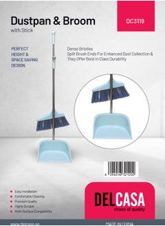 DELCASA Delcasa Dustpan and Broom with a Long Handle-DC3119| Large and Wide Brush Head Durable Dense Bristles with Handle and Comfortable Grip  - Image 3
