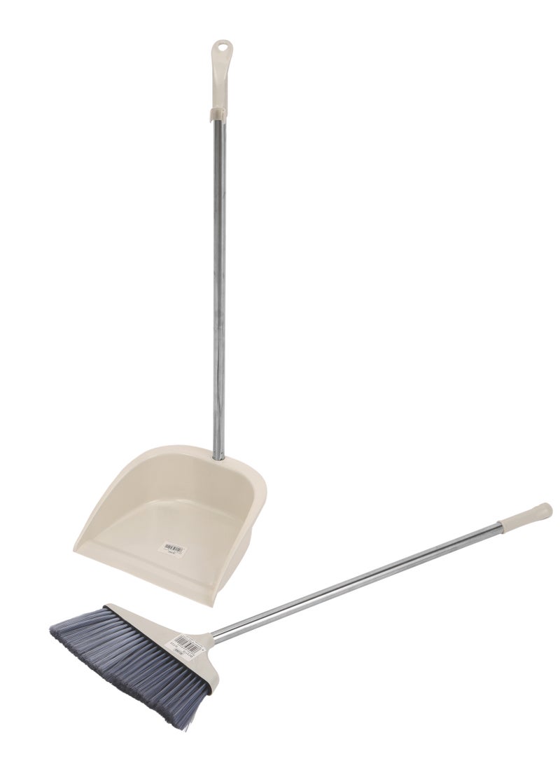 DELCASA - Delcasa Dustpan and Broom with a Long Handle-DC3119| Large and Wide Brush Head Durable Dense Bristles with Handle and Comfortable Grip - Image 1