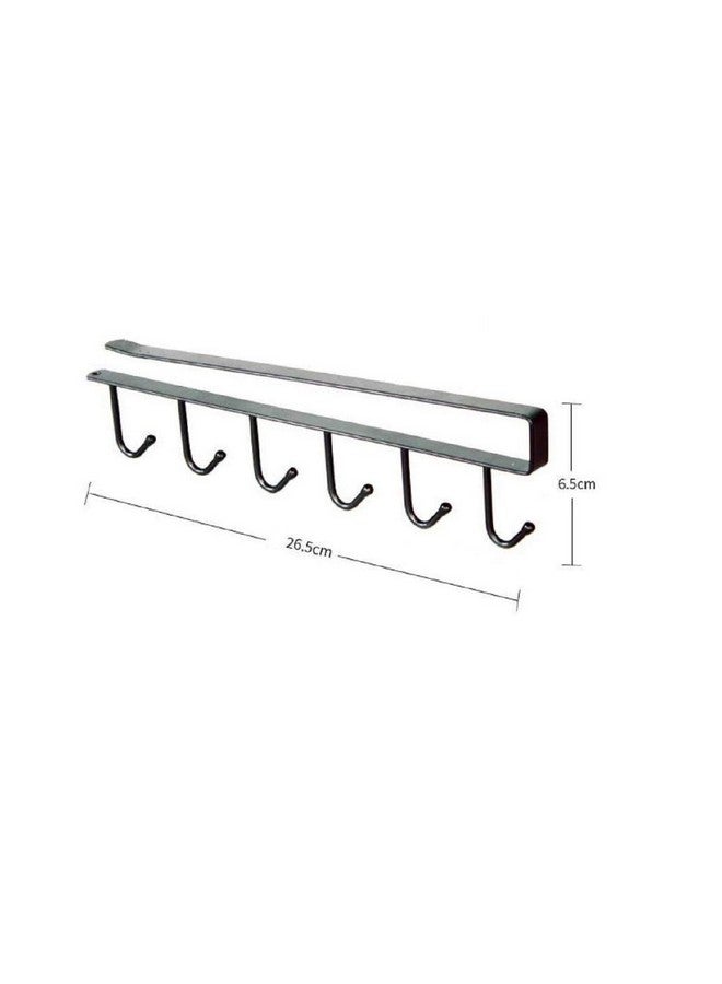 SYGA Metal 6 Pin Nail Free Rack Wall Hanger, Black