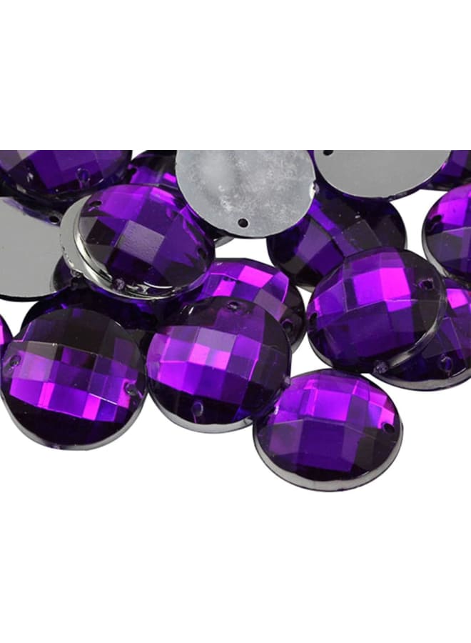 14mm Purple Amethyst CH05 Flat Back Sew On Round Beads Acrylic Rhinestones Sewing Plastic Gems with Holes for Jewelry, Clothes, Garment Embelishments, Shoes, Cosplays, Crafts 50 Pieces  - Image 1