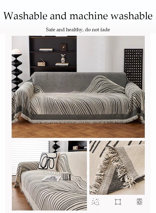 DUNISO Chenier Sofa Cover, Double Sided Sofa Protection Cover, Breathable Nap Blanket, With Tassels, Not Easy To Pilling, Wear Resistant And Scratch Resistant, Suitable For All Seasons, Suitable For Two Seater Sofas, 180 * 230cm - Image 5