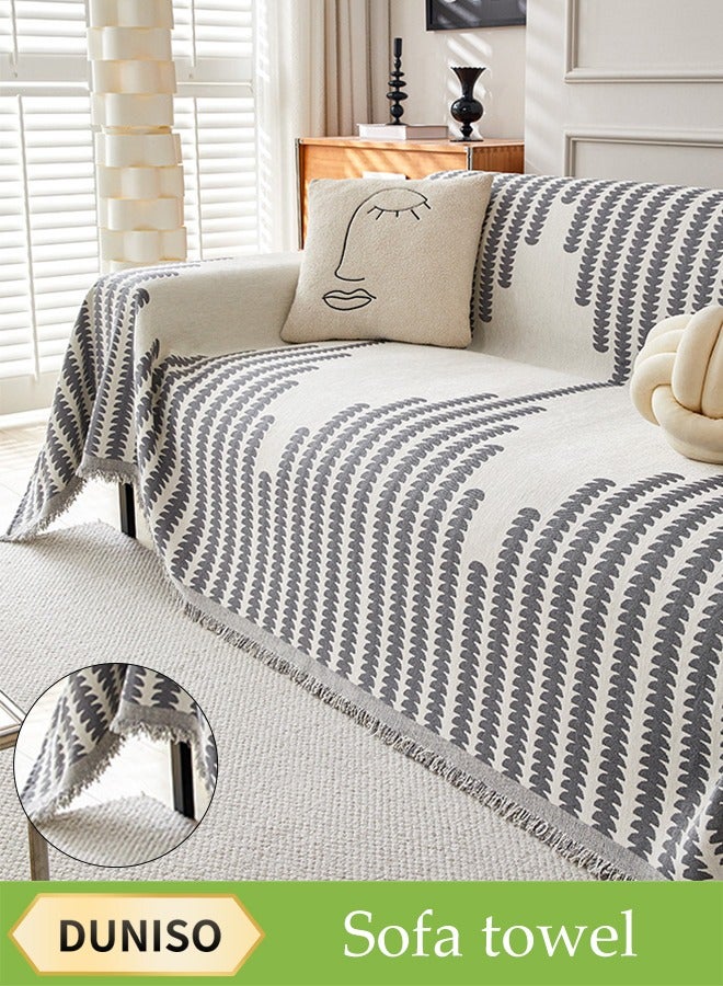 DUNISO Chenier Sofa Cover, Double Sided Sofa Protection Cover, Breathable Nap Blanket, With Tassels, Not Easy To Pilling, Wear Resistant And Scratch Resistant, Suitable For All Seasons, Suitable For Two Seater Sofas, 180 * 230cm - Image 1