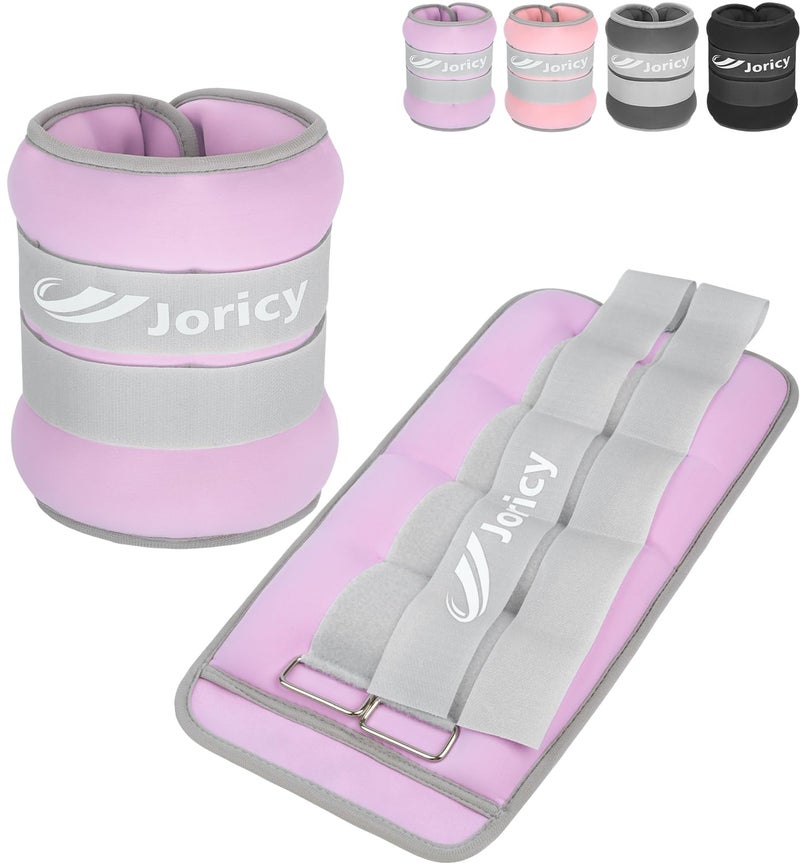 JORICY Ankle Weights, Wrist Leg Arm Weights for Women Men with Adjustable Straps, A Pair of 12LBS(6 LB Each Weight) Strength Training Weighted for Jogging Running Walking Fitness Workout, Light Purple - Image 1