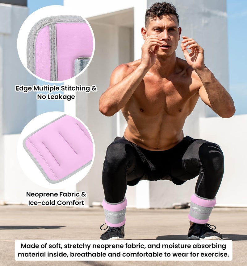 JORICY Ankle Weights, Wrist Leg Arm Weights for Women Men with Adjustable Straps, A Pair of 12LBS(6 LB Each Weight) Strength Training Weighted for Jogging Running Walking Fitness Workout, Light Purple - Image 5