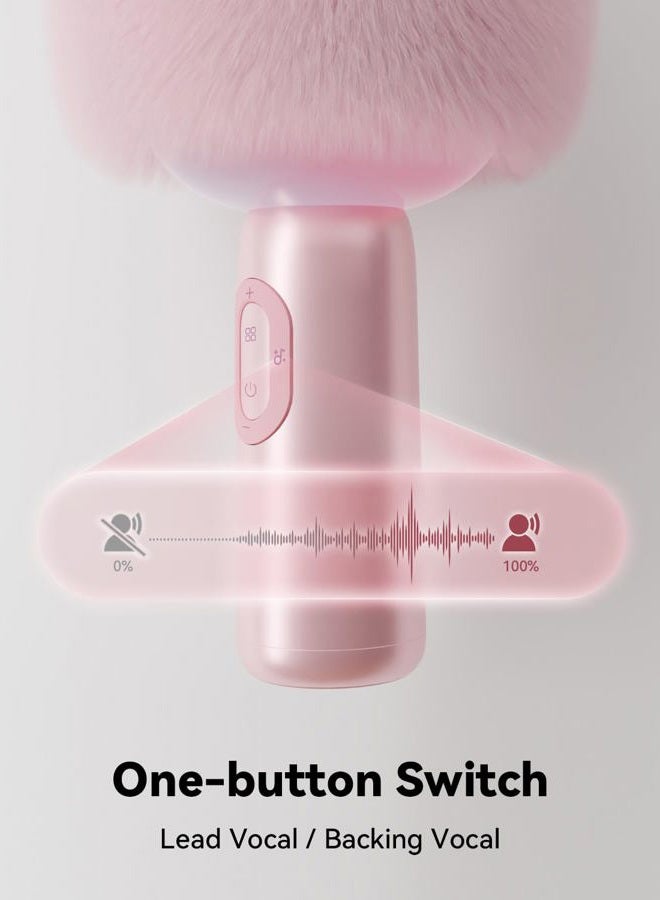 PUREMIC Wireless Bluetooth Karaoke Microphone, 5-in-1 Portable Handheld Mic Speaker with Dynamic Lights, Karaoke Microfono for Car Travel Home Party, Music Record, Duet Singing Gifts for Adults Kids (Pink) - Image 4