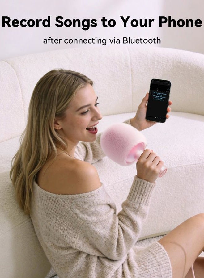 PUREMIC Wireless Bluetooth Karaoke Microphone, 5-in-1 Portable Handheld Mic Speaker with Dynamic Lights, Karaoke Microfono for Car Travel Home Party, Music Record, Duet Singing Gifts for Adults Kids (Pink) - Image 2