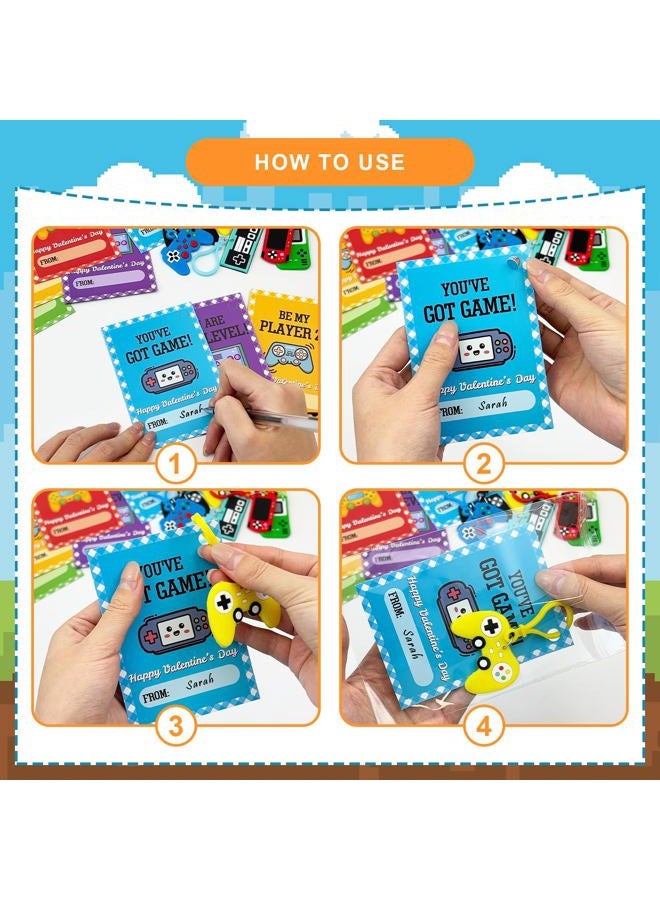 Wondrus Valentines Day Game Cards Gifts for Kids Classroom, 24 Pack Video Game Keychains with School Exchange Cards for Boys Girls, Non Candy Valentine Class Party Favors Prizes Treats for Preschool Toddlers - Image 3