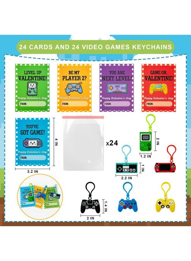 Wondrus Valentines Day Game Cards Gifts for Kids Classroom, 24 Pack Video Game Keychains with School Exchange Cards for Boys Girls, Non Candy Valentine Class Party Favors Prizes Treats for Preschool Toddlers - Image 2