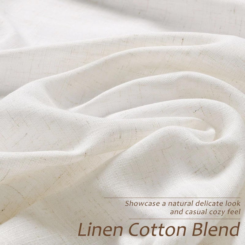 Aersas Natural Linen Curtains 84 Inches Long for Living Room Bedroom Neutral Boho Modern Grommet Privacy Light Filtering Semi Sheer Ivory Cream Off White Linen Drapes 84 Length 2 Panels Set - Image 3