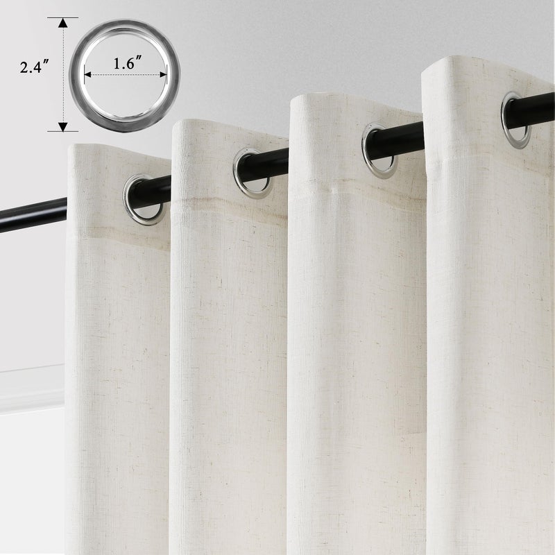 Aersas Natural Linen Curtains 84 Inches Long for Living Room Bedroom Neutral Boho Modern Grommet Privacy Light Filtering Semi Sheer Ivory Cream Off White Linen Drapes 84 Length 2 Panels Set - Image 4