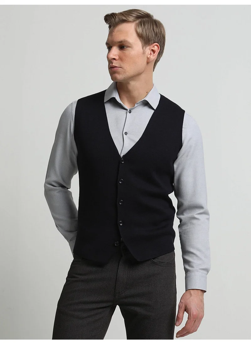 Kip Navy Blue Knit Vest