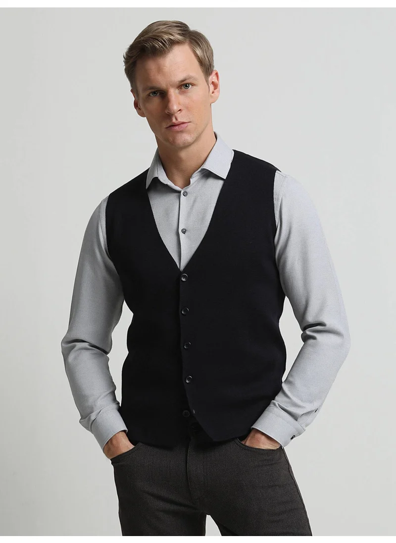 Kip Navy Blue Knit Vest