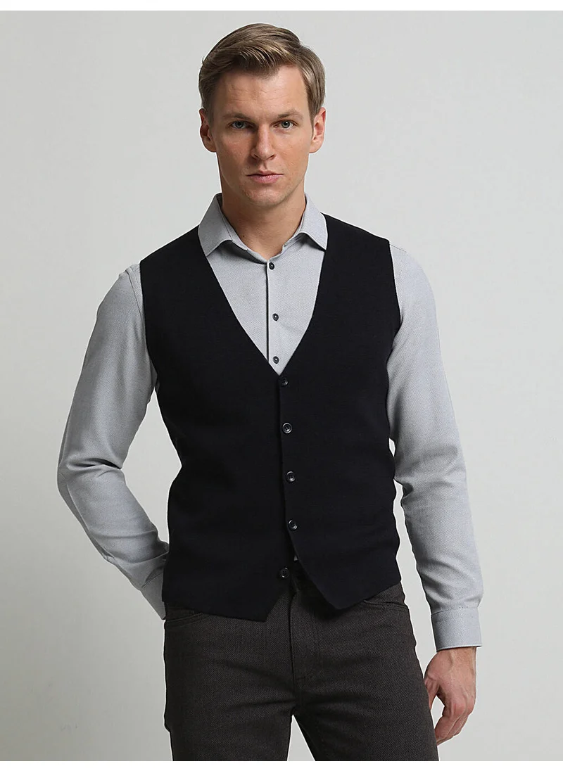 Kip Navy Blue Knit Vest