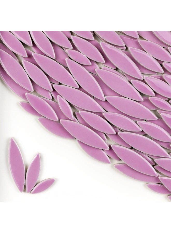 200g DIY Willow Leaf Petal Ceramic Mosaic Handmade Material Color Irregular Shaped Ceramic Chip Patch-Color:Purple  - Image 1