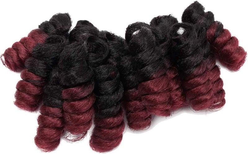 S-noilite [3 packs] Short Curls Crochet Hair Braids for Black Women 12mm Jamaican Bounce Curls Jump Wand for DIY Mohawk Afro Twist Braided Wigs Braiding Hair Extensions (10",Black to Red) - Image 3