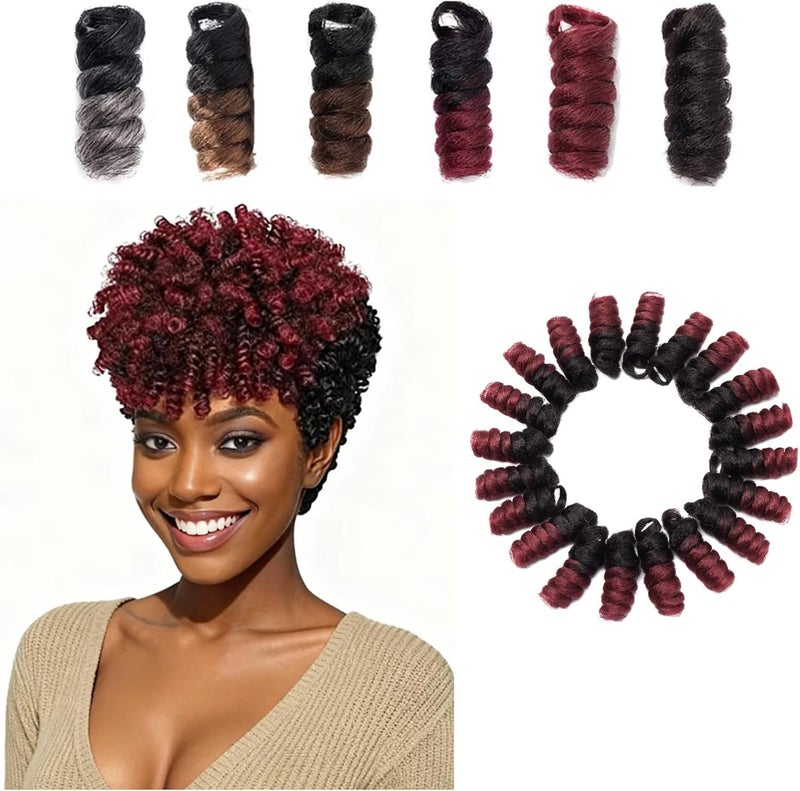S-noilite [3 packs] Short Curls Crochet Hair Braids for Black Women 12mm Jamaican Bounce Curls Jump Wand for DIY Mohawk Afro Twist Braided Wigs Braiding Hair Extensions (10",Black to Red) - Image 1