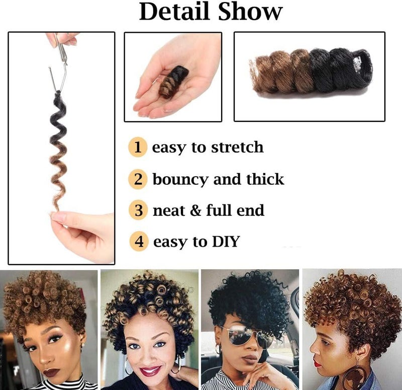 S-noilite [3 packs] Short Curls Crochet Hair Braids for Black Women 12mm Jamaican Bounce Curls Jump Wand for DIY Mohawk Afro Twist Braided Wigs Braiding Hair Extensions (10",Black to Red) - Image 5