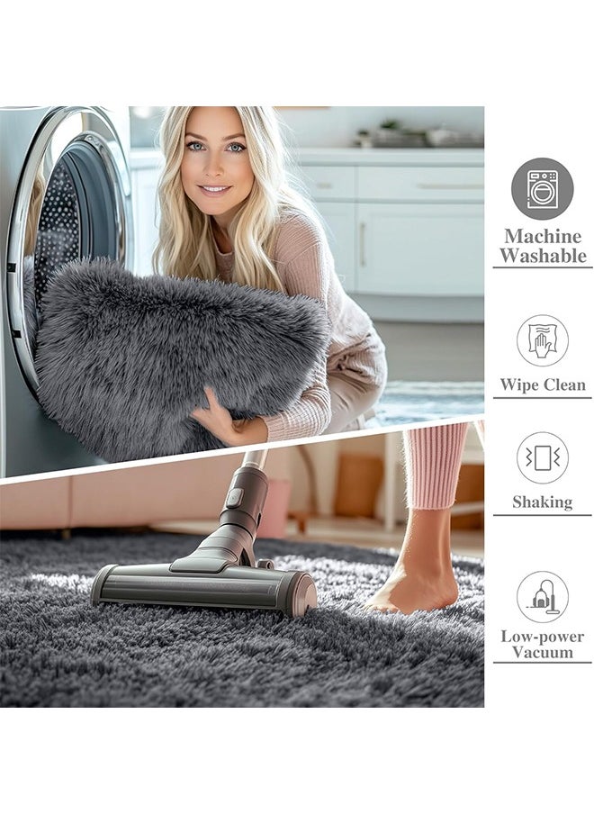 JCB CHIC سجاد منطقة لغرفة المعيشة، سجادة داخلية ناعمة عصرية ناعمة وشاجية لغرفة المعيشة، سجادة فرو غير قابلة للانزلاق للفتيات والأولاد في سن المراهقة، ديكور غرفة نوم الأطفال في الحضانة، سجادة أرضية قطيفة عالية الوبر (150 × 200 سم)  - Image 2