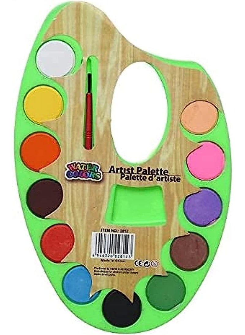 ألوان مياه 12 لون للرسم على الورق و الوجه للأطفال - سهلة الإزالة بالماء - آمنة وغير سامة - حجم صغير،