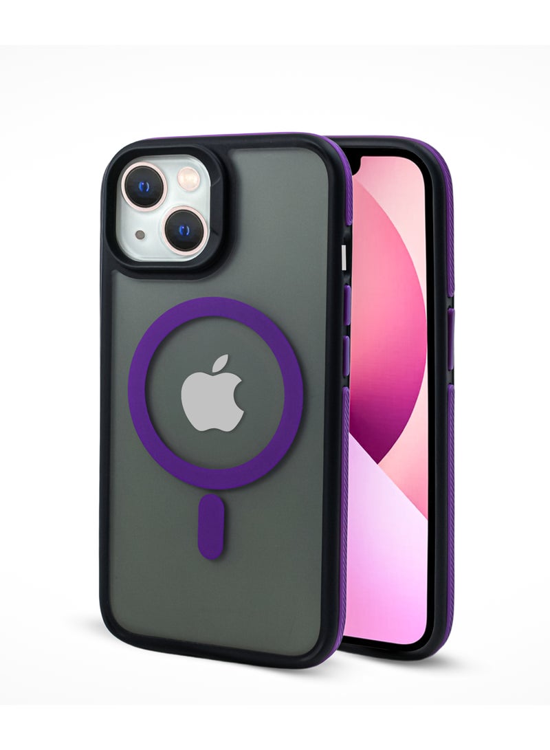 زاديوس جراب هاتف متوافق مع ايفون 14 - مقاوم للصدمات باللون الأسود غير اللامع مع لمسات بنفسجية متوافق مع الشواحن اللاسلكية - Image 1