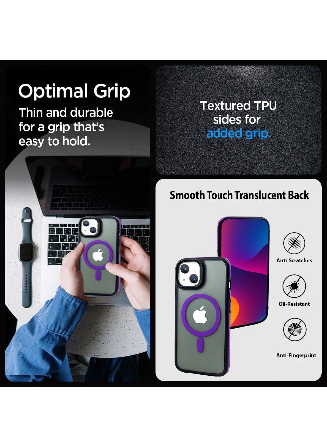 زاديوس جراب هاتف متوافق مع ايفون 14 - مقاوم للصدمات باللون الأسود غير اللامع مع لمسات بنفسجية متوافق مع الشواحن اللاسلكية - Image 3