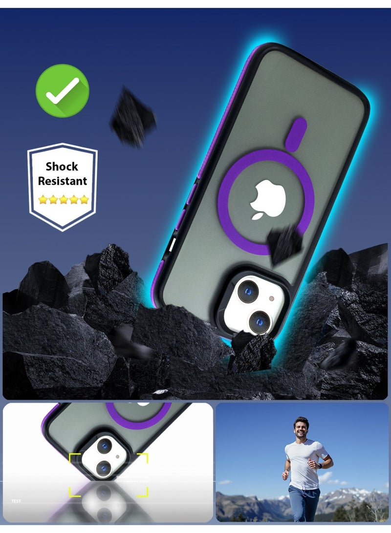 زاديوس جراب هاتف متوافق مع ايفون 14 - مقاوم للصدمات باللون الأسود غير اللامع مع لمسات بنفسجية متوافق مع الشواحن اللاسلكية - Image 5